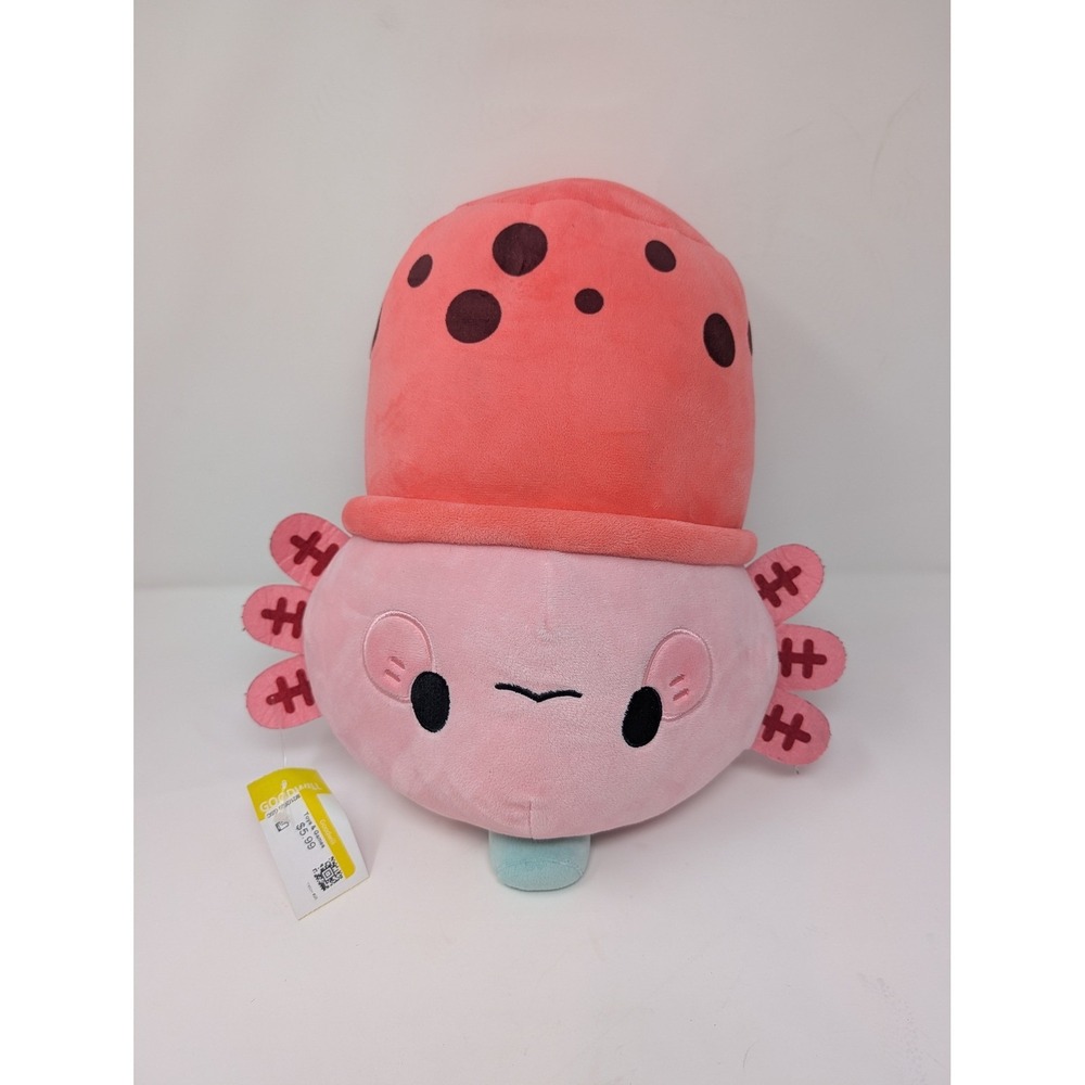 Aliquantum International Pink Axolotl Boba Tea Reversible Plush Toy 10 Inch